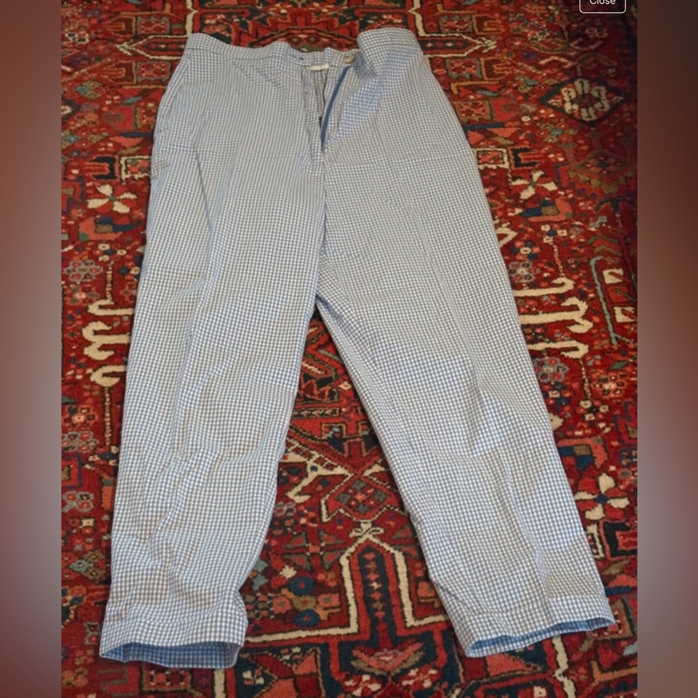 Faconnable Light Blue and White Gingham Pants